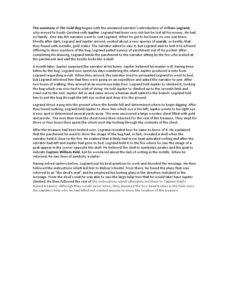 Summary of The GoldBug by Poe PDF