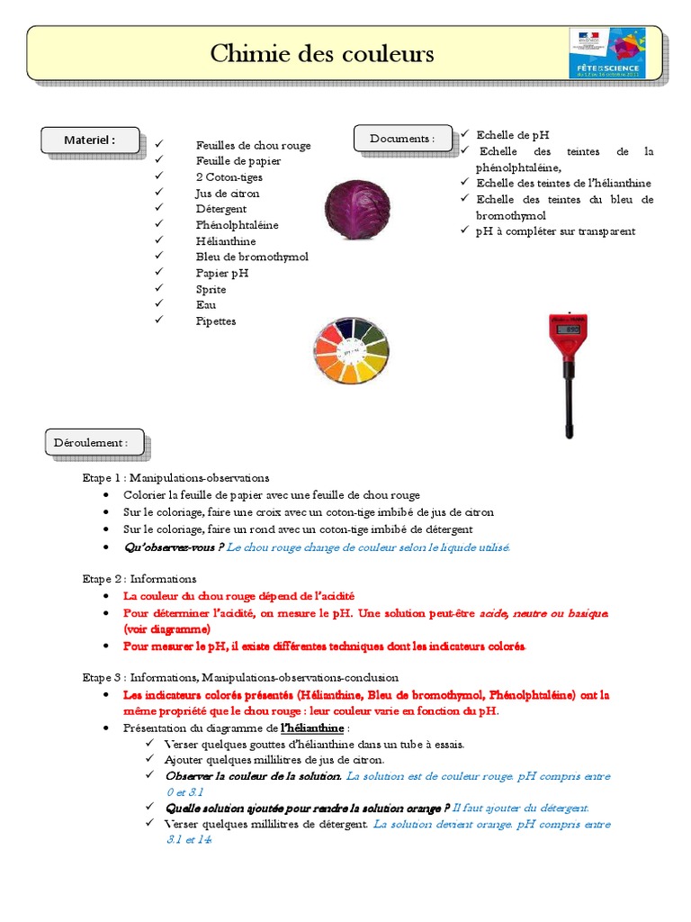 Indicateurs Colorés et pH du Chou Rouge | PDF | Ph | Physique appliquée ...