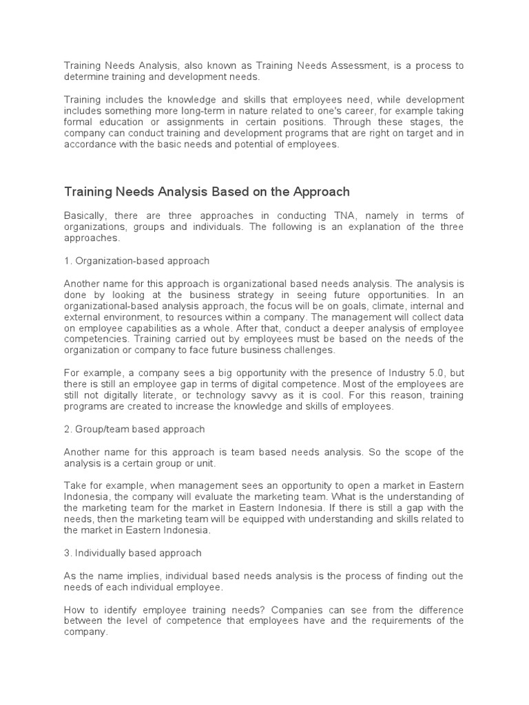 Training needs analysis download free pdf competence human