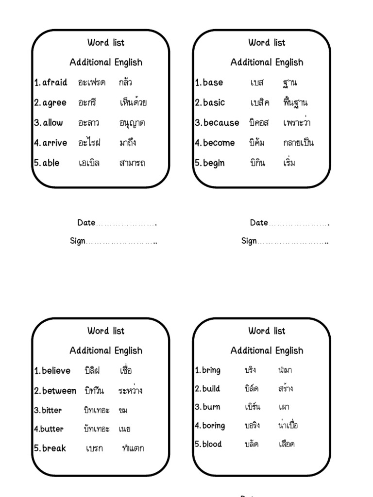 Word List | PDF
