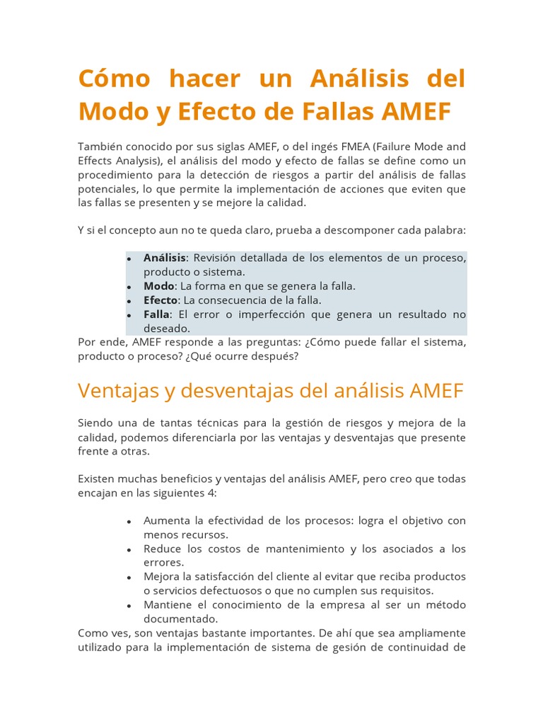 Guía para realizar un AMEF eficaz | PDF | Calidad (comercial)