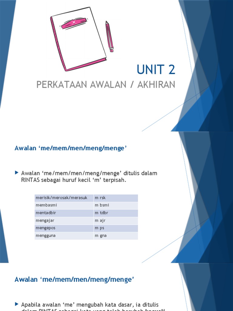Awalan dan Akhiran dalam RINTAS | PDF