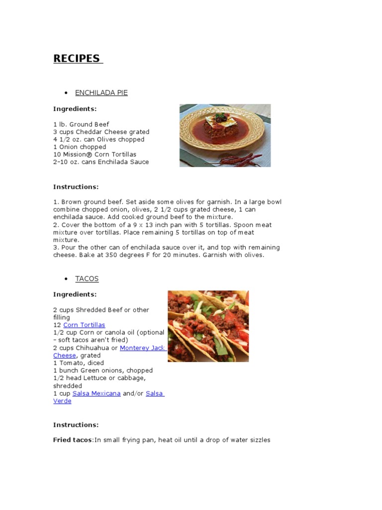 10 Recetas Mexicanas en Inglés y Español | PDF | Taco | Cuisine