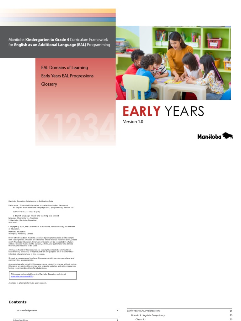 Manitoba Early Years Program PDF English As A Second Or Foreign