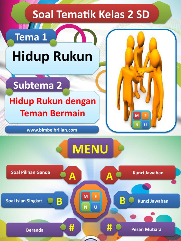 Soal Tematik Kelas 2 SD Tema 1 Subtema 2 Hidup Rukun Dengan Teman ...