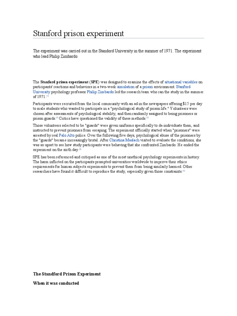 Stanford Prison Experiment Overview | PDF | Science | Cognitive Science