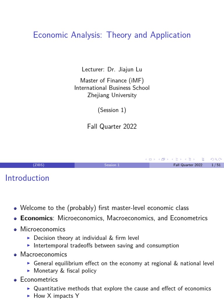 Introduction To Econometrics Lecture Notes