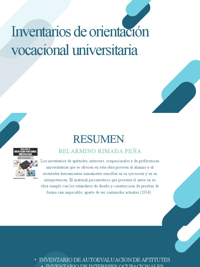 Inventarios de Orientación Vocacional Universitaria | PDF | Diseño ...