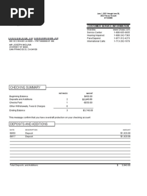 Chase Bank Statement