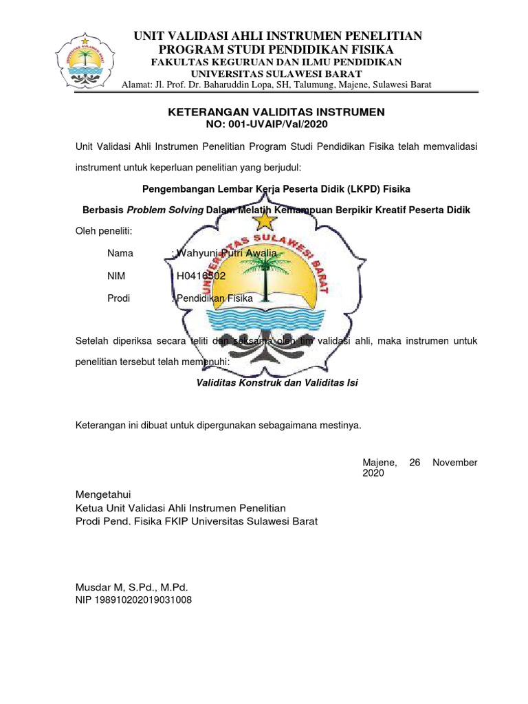 Surat Keterangan Validasi-1 | PDF