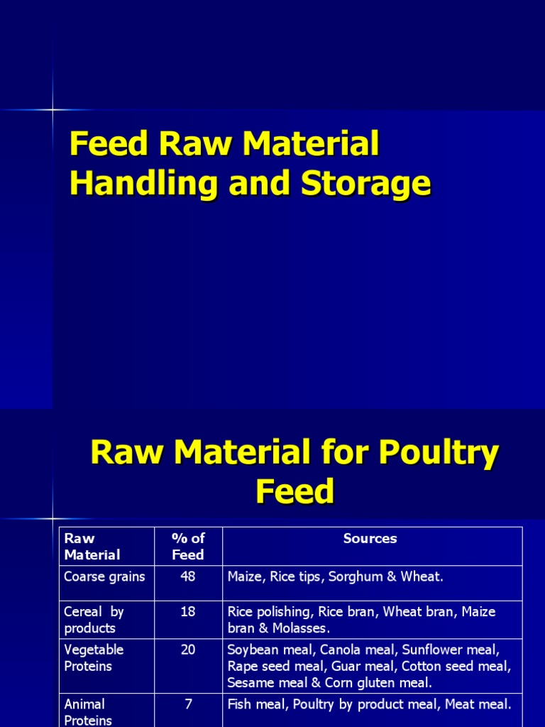 Feed Raw Material Handling and Storage PDF Flour Agriculture