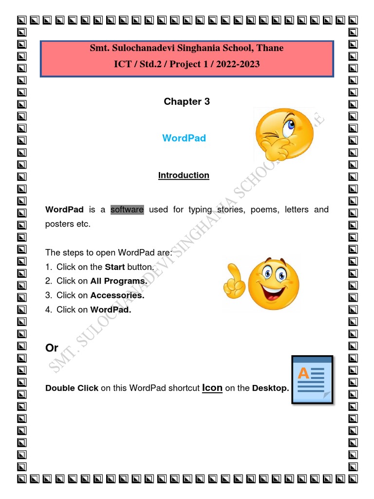 Std 2 Chapter 3 Wordpad Pdf Computer Keyboard Cursor User