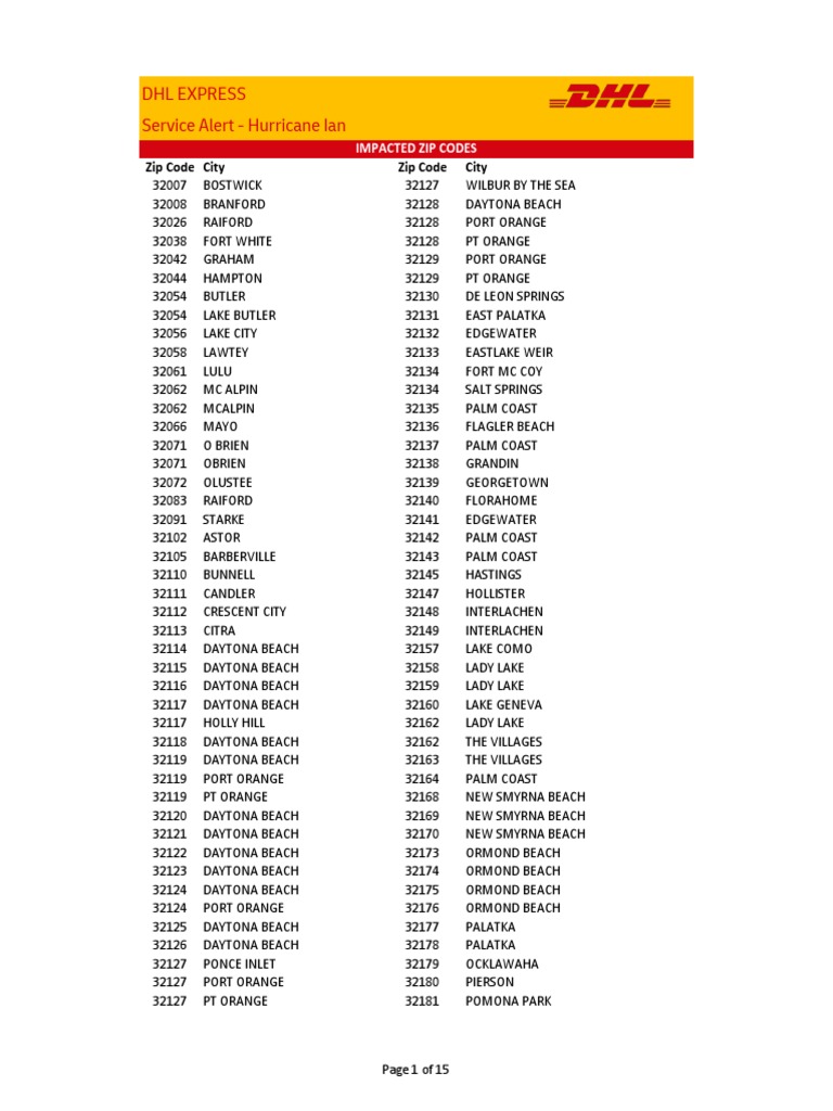 Hurricane Ian Zip Codes | PDF | Orlando | Tampa