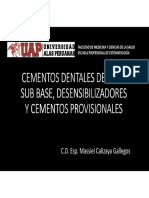 Cementos dentales, forros y bases cavitarias