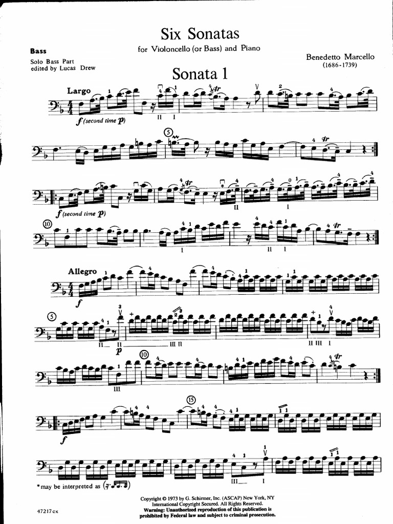 Marcello Sonata 1-3 For Double Bass | PDF | Musical Forms | Musical ...