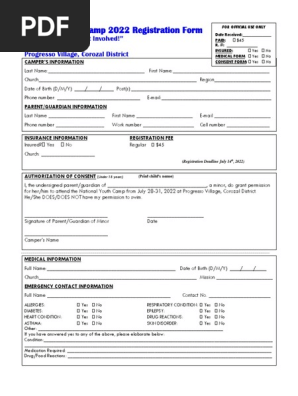 Youth Camp Registration Form-2022