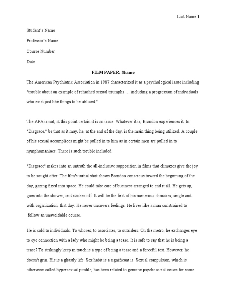 Shame Movie PDF Psychology Behavioural Sciences