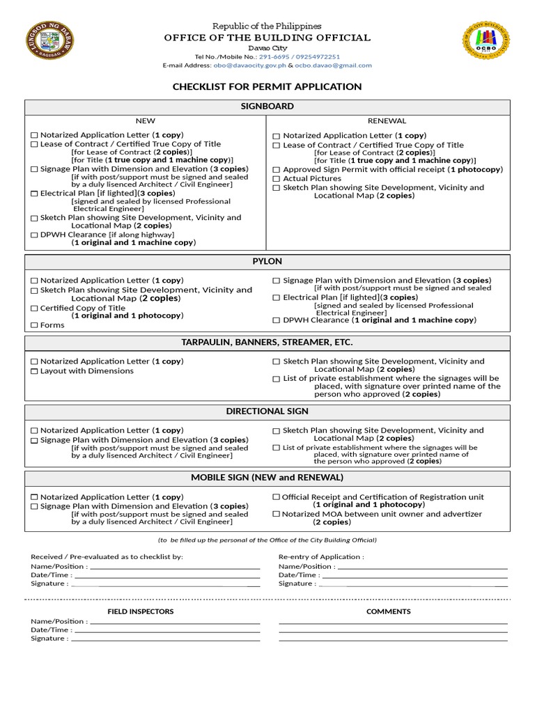 Davao City Sign Permit Requirements | PDF | Justice | Crime & Violence