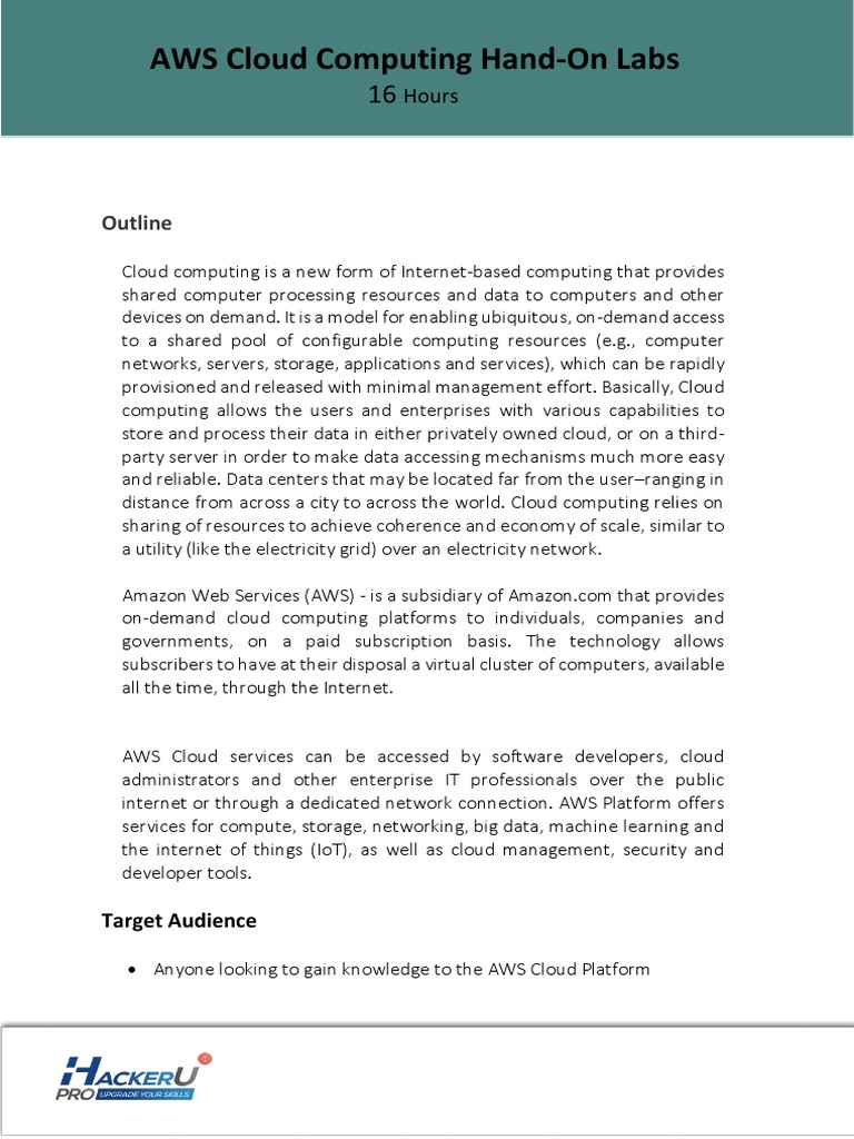 Aws Cloud Computing 16 Hour Hands On Labs Pdf Cloud Computing