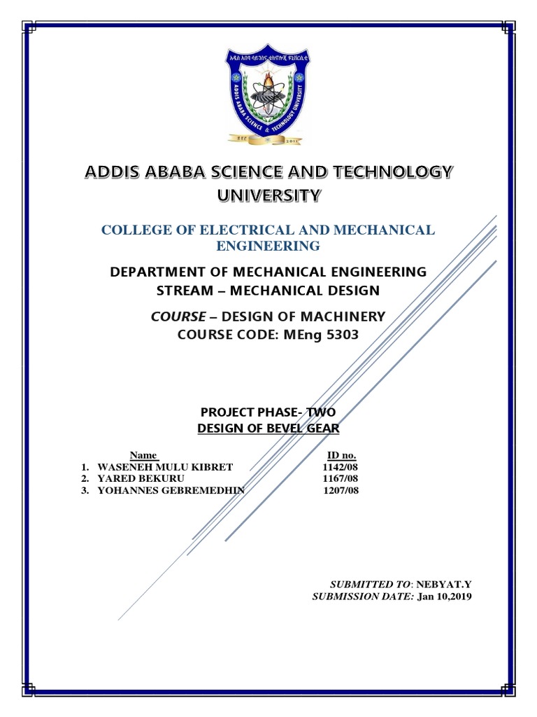 Bevel Gear Design Project Report | PDF | Gear | Strength Of Materials