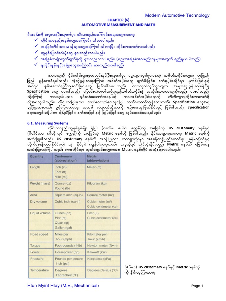 6 Chapter 6 Automotive Measurement Download Free PDF Quantity