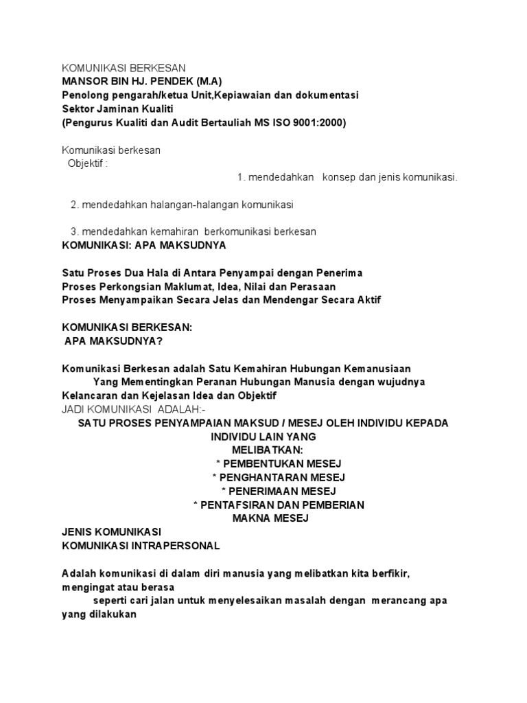 Komunikasi Berkesan  PDF