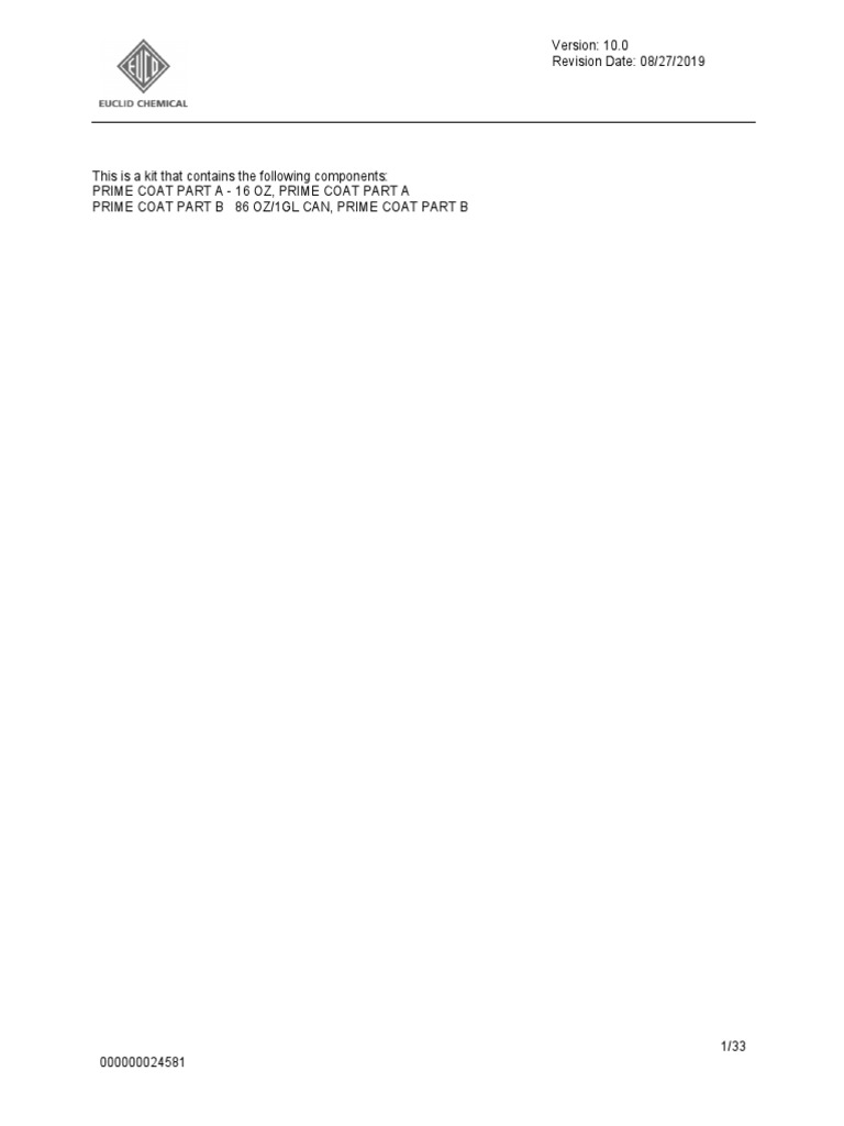 Prime Coat SDS 1811506 | PDF | Toxicity | Personal Protective Equipment