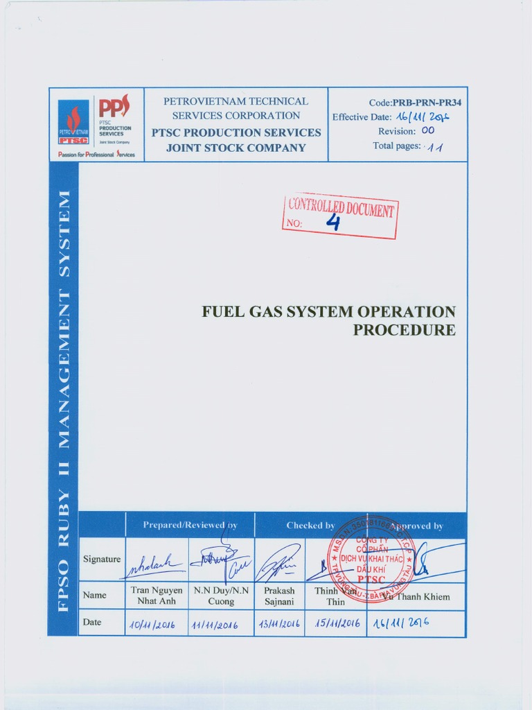 Fuel Gas System Operation Procedure PDF Valve Boiler