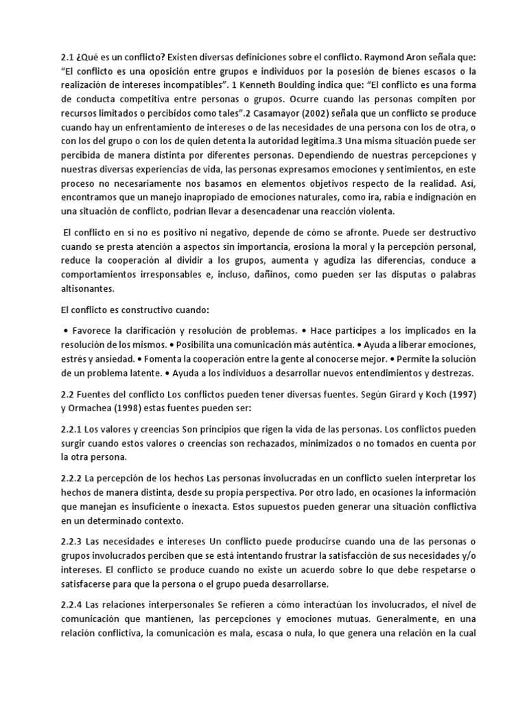 Fuentes y Manejo del Conflicto | PDF | Conflicto (proceso) | Las emociones
