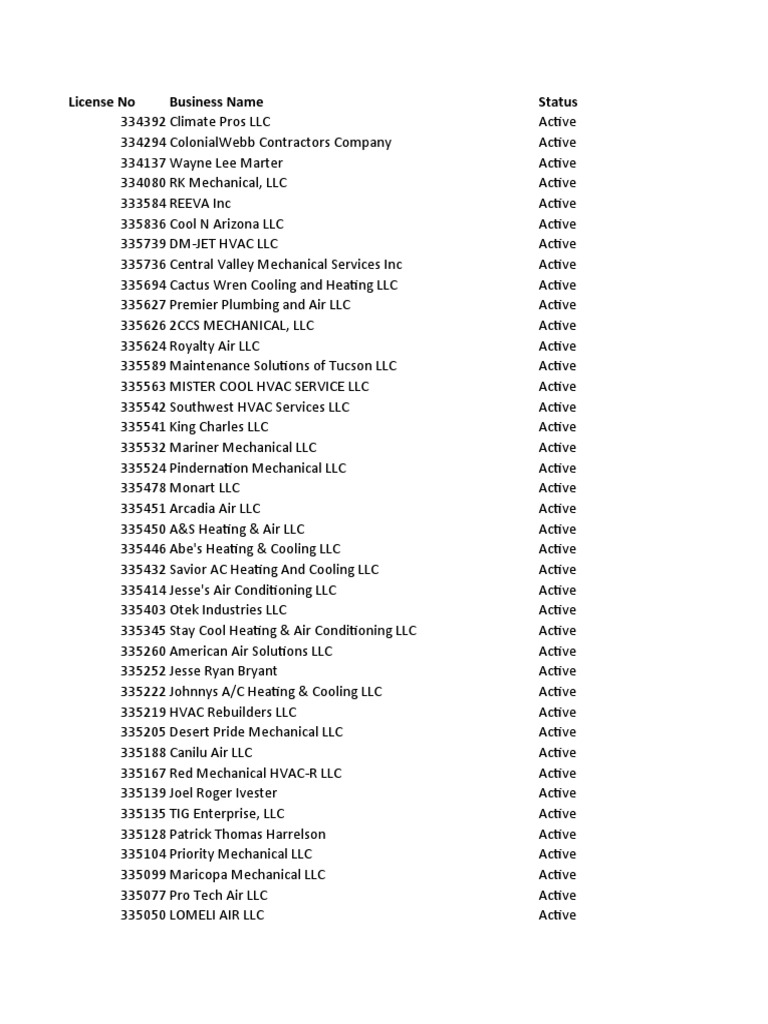 AZ Licenses PDF Air Conditioning Architectural Elements