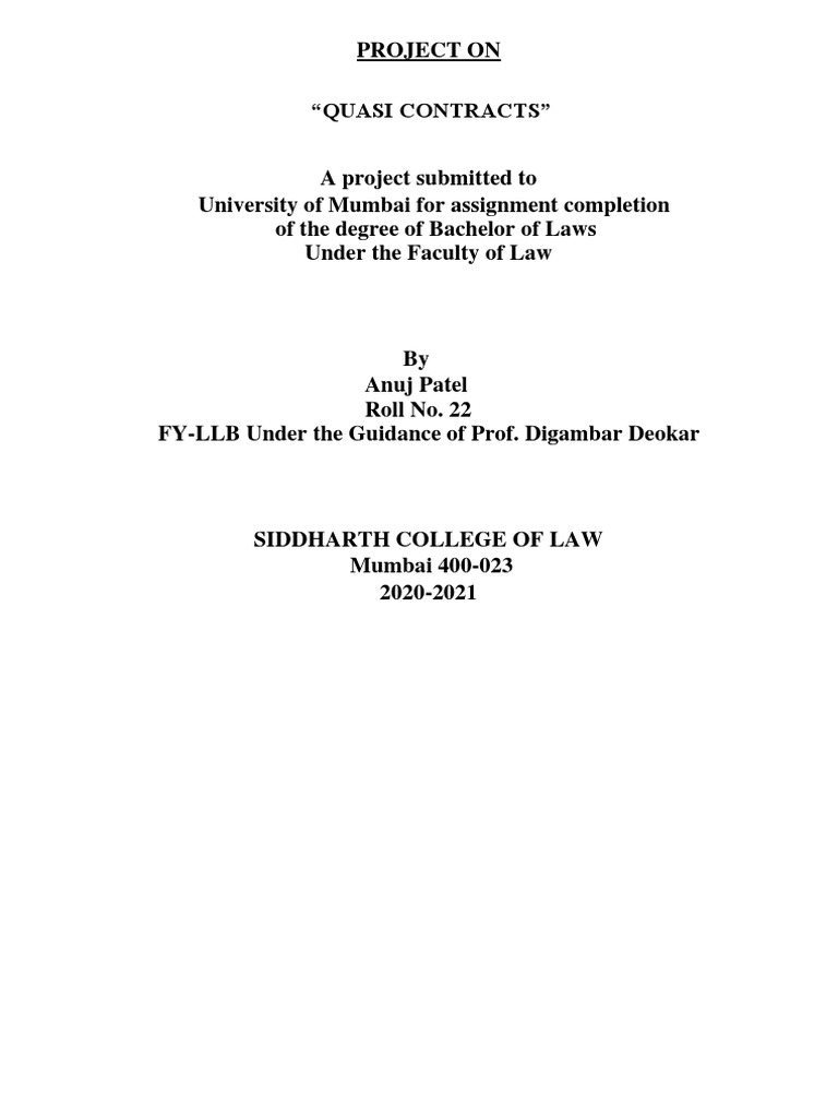 Quasi Contracts PDF Lawsuit Judgment (Law)