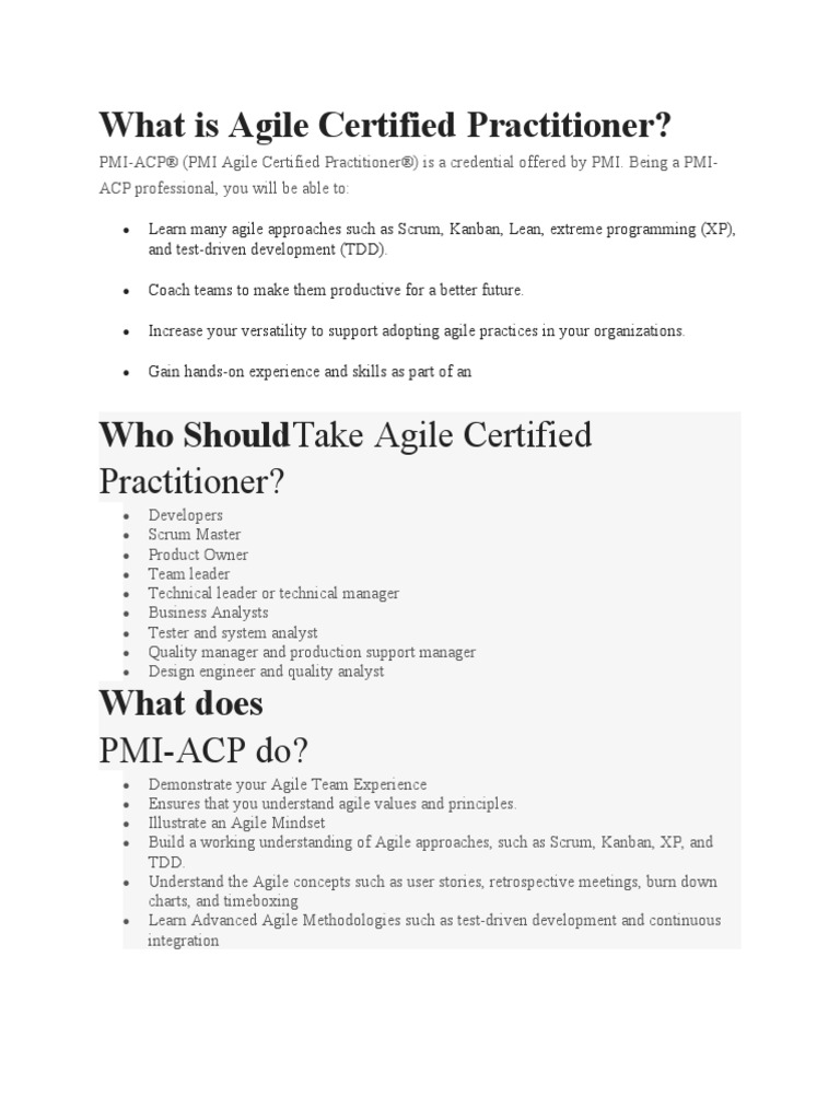 Pmi Acp Agile | PDF