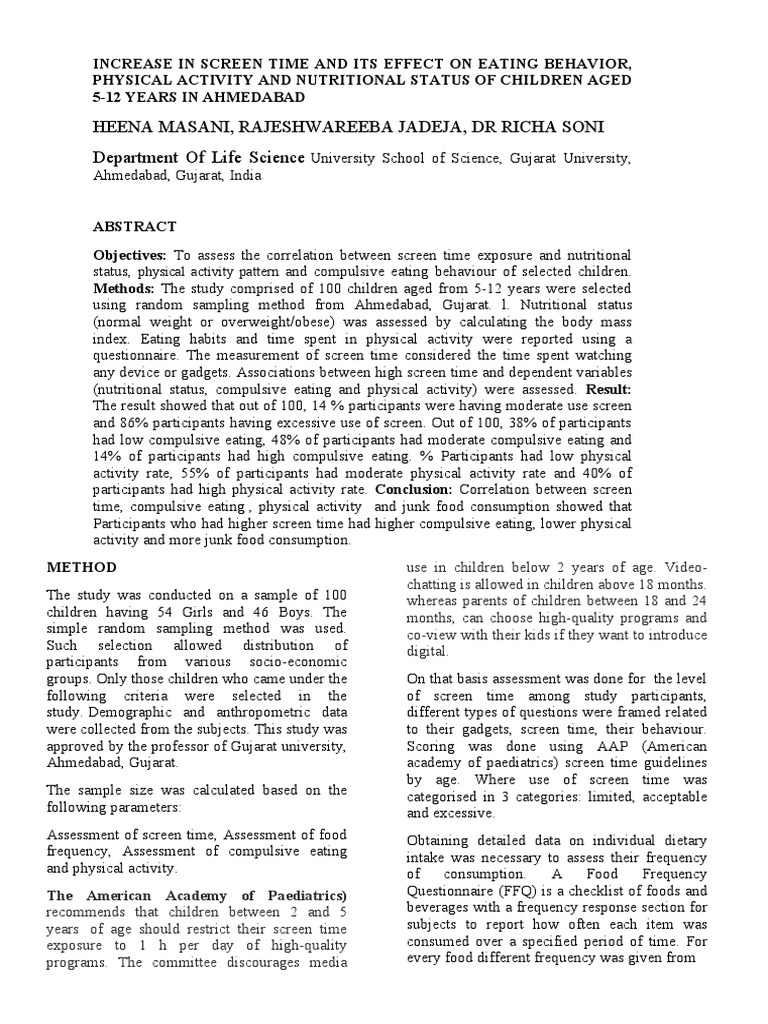 Screen Time's Impact on Children's Health | PDF | Obesity | Health Sciences