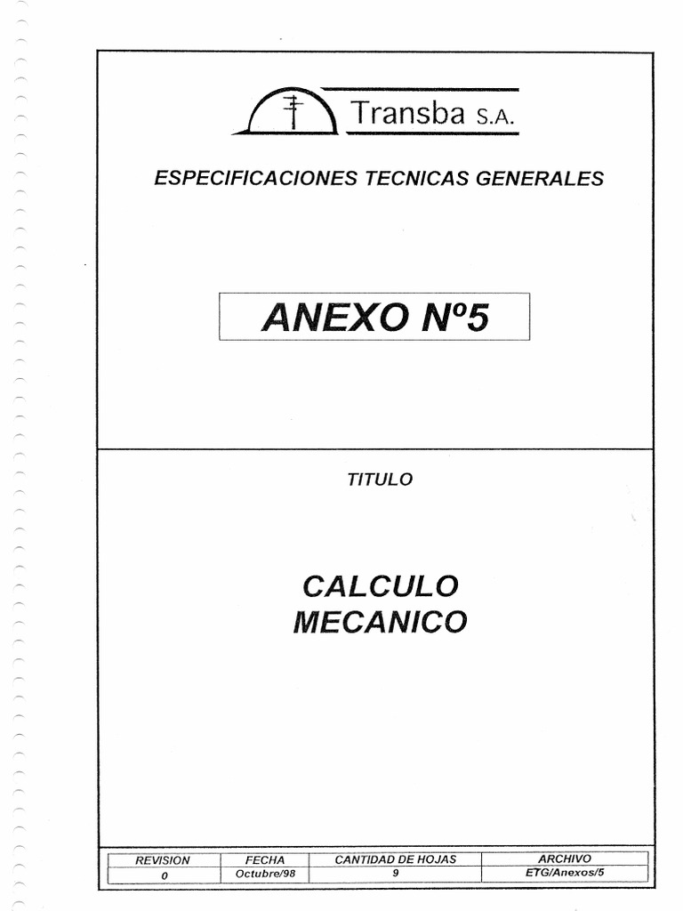 ANEXO 5 - TRANSBA - Calculo Mecanico | PDF