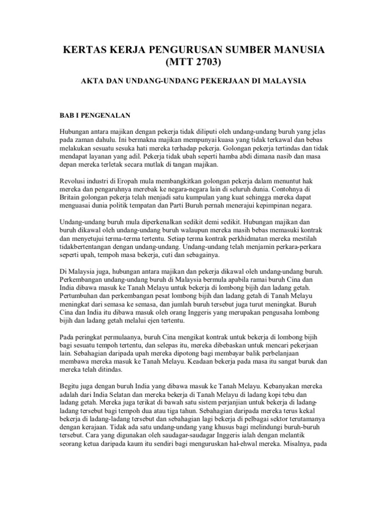 Undang Undang Pekerjaan Pdf