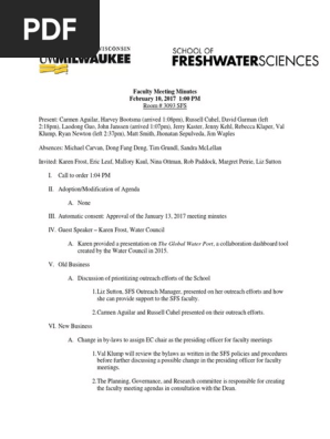 Printable Faculty Meeting Minutes