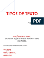 Tipos de texto e suas características