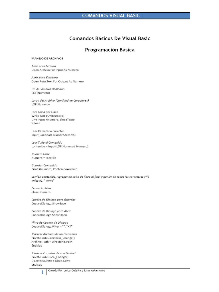 Comandos Visual Basic | PDF
