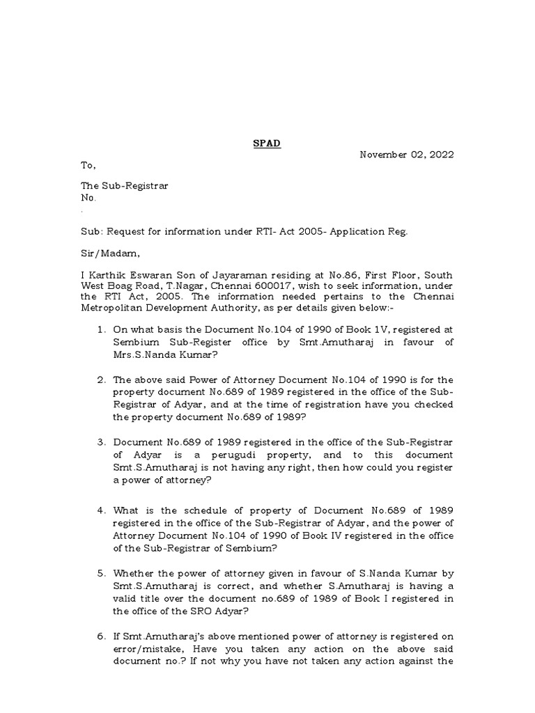 RTI - Format | PDF | Justice | Crime &amp; Violence