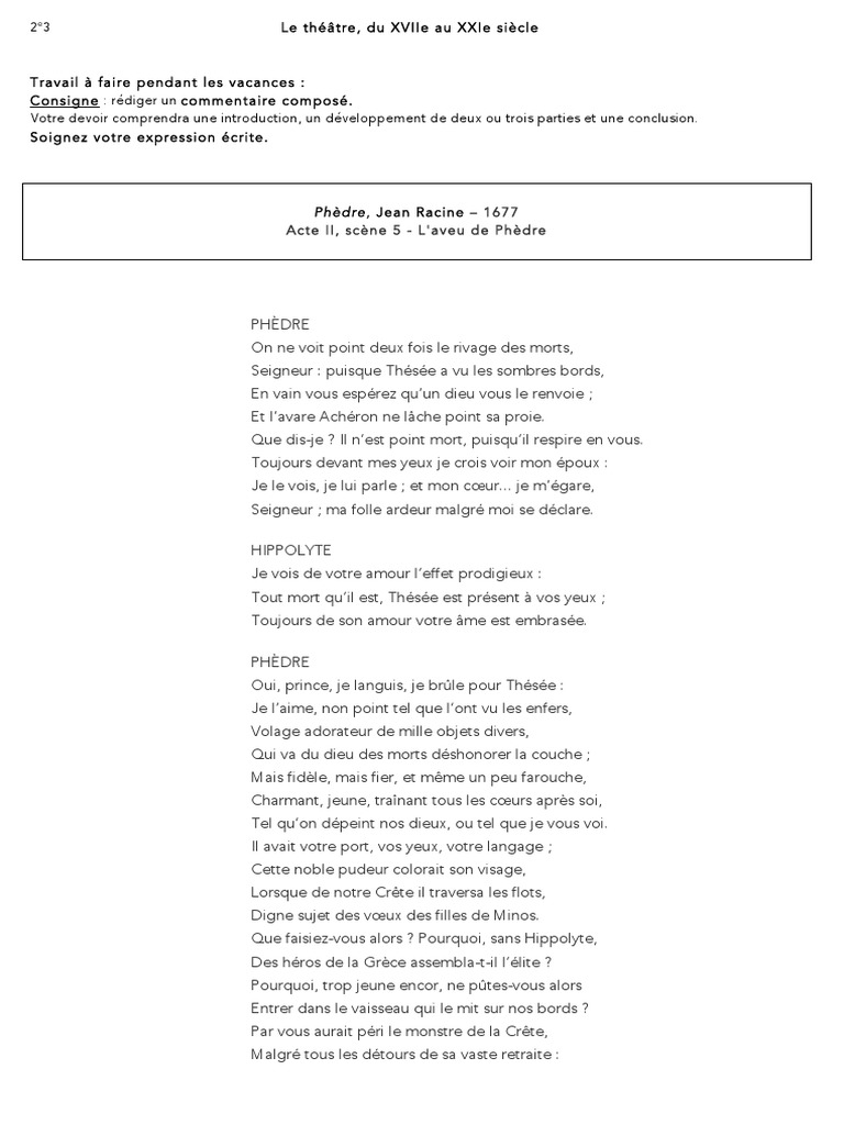 Commentaire Composé - Phèdre-4 | PDF