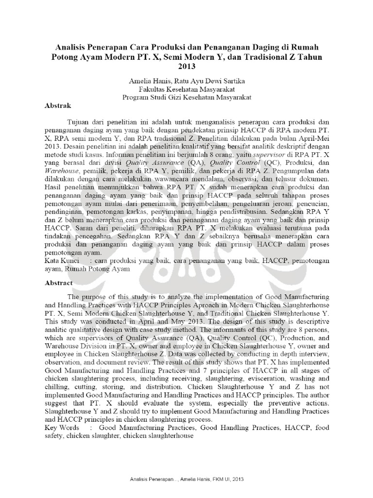 Pemotongan ayam di pabrik hilirisasi