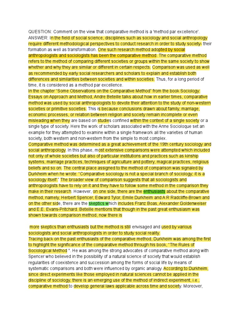 Comparative Method | PDF | Sociology | Anthropology