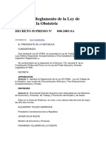 Reglamento de La Ley de Trabajo de La Obstetriz