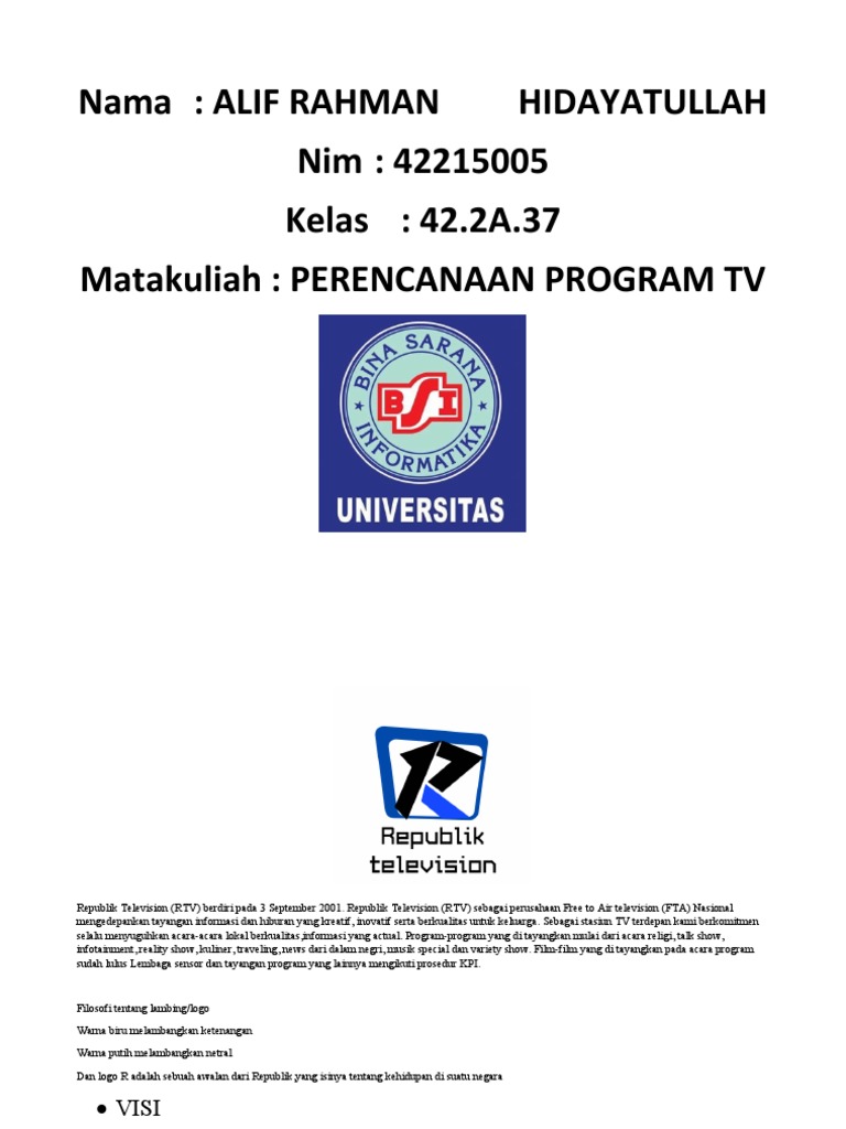 Profil Program Kartun RTV | PDF