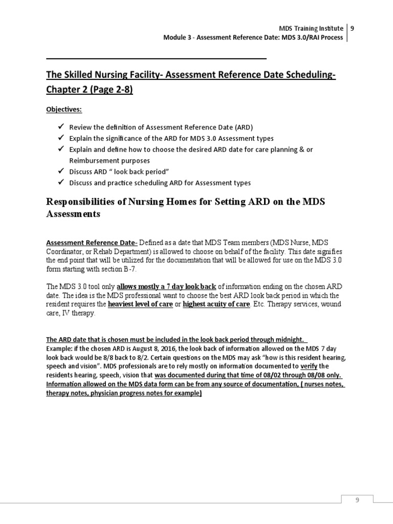 Module 3 Assessment Reference Date For MDS 3.0 | PDF | Nursing | Health ...