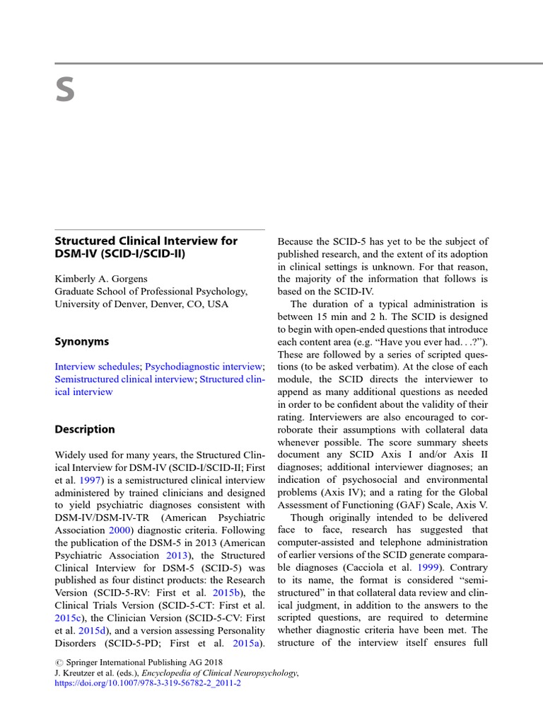 PAPER - SCID I y II | PDF | Mental Disorder | Diagnostic And ...