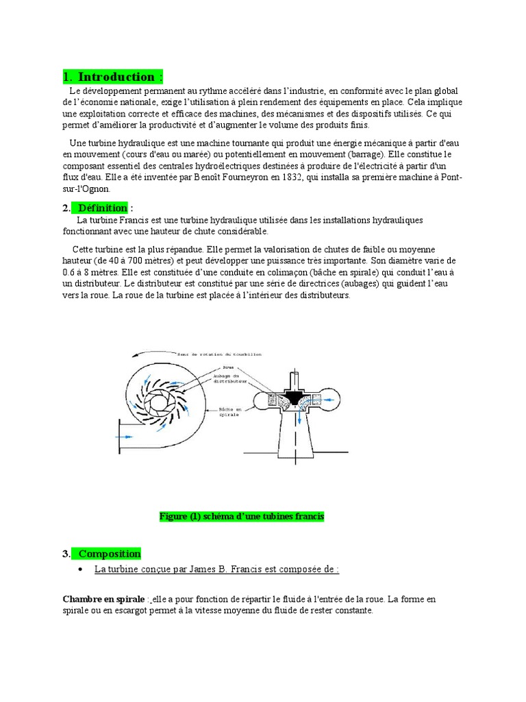 Fonctionnement de la turbine Francis | PDF | Turbine | Énergie ...
