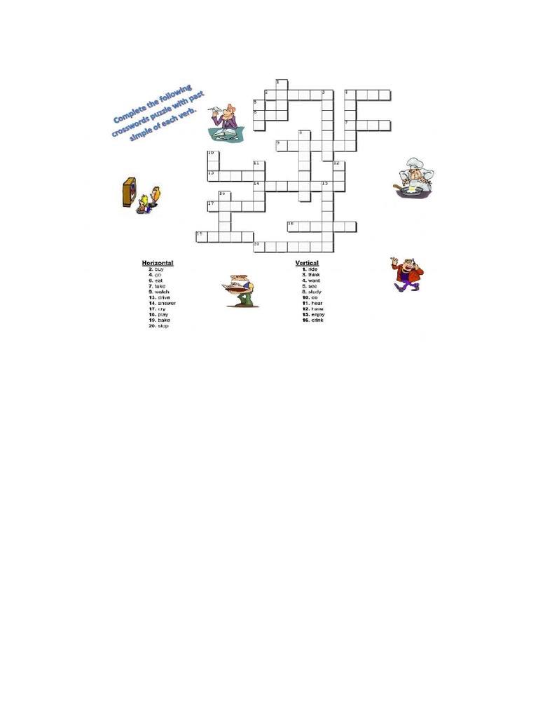 Past Tense Crossword PDF Past Tense Crossword PDF