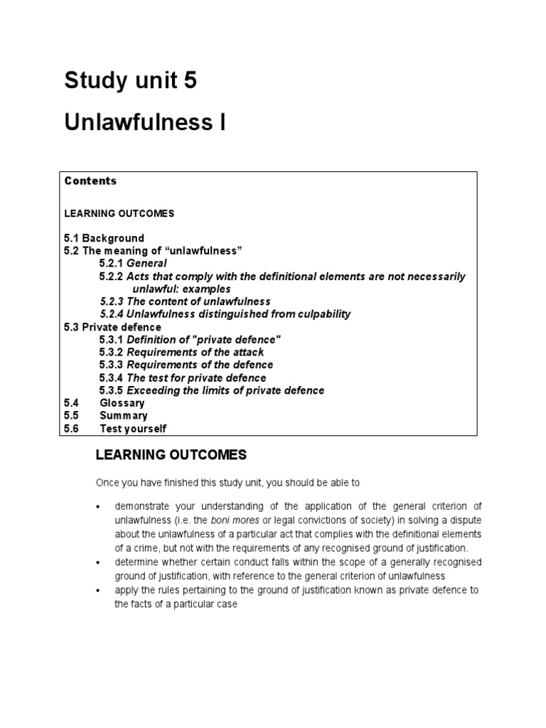 Understanding Unlawfulness in Law | PDF | Lease | Murder