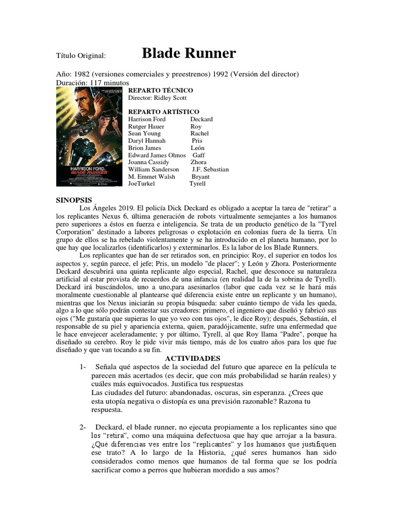Deckard: El Blade Runner de 2019 | PDF | Trabajos